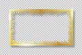 Gold frame with golden snowflakes. Banner for Merry Christmas and New Year text or photo. Golden rectangle border with gold snow Royalty Free Stock Photo